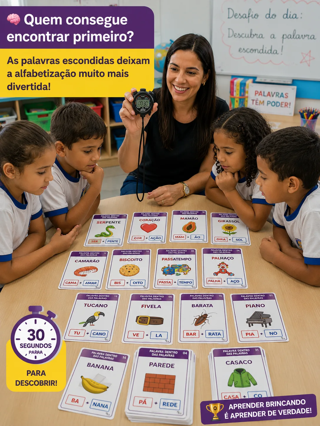 Desafio cronometrado: quem encontra primeiro a palavra escondida