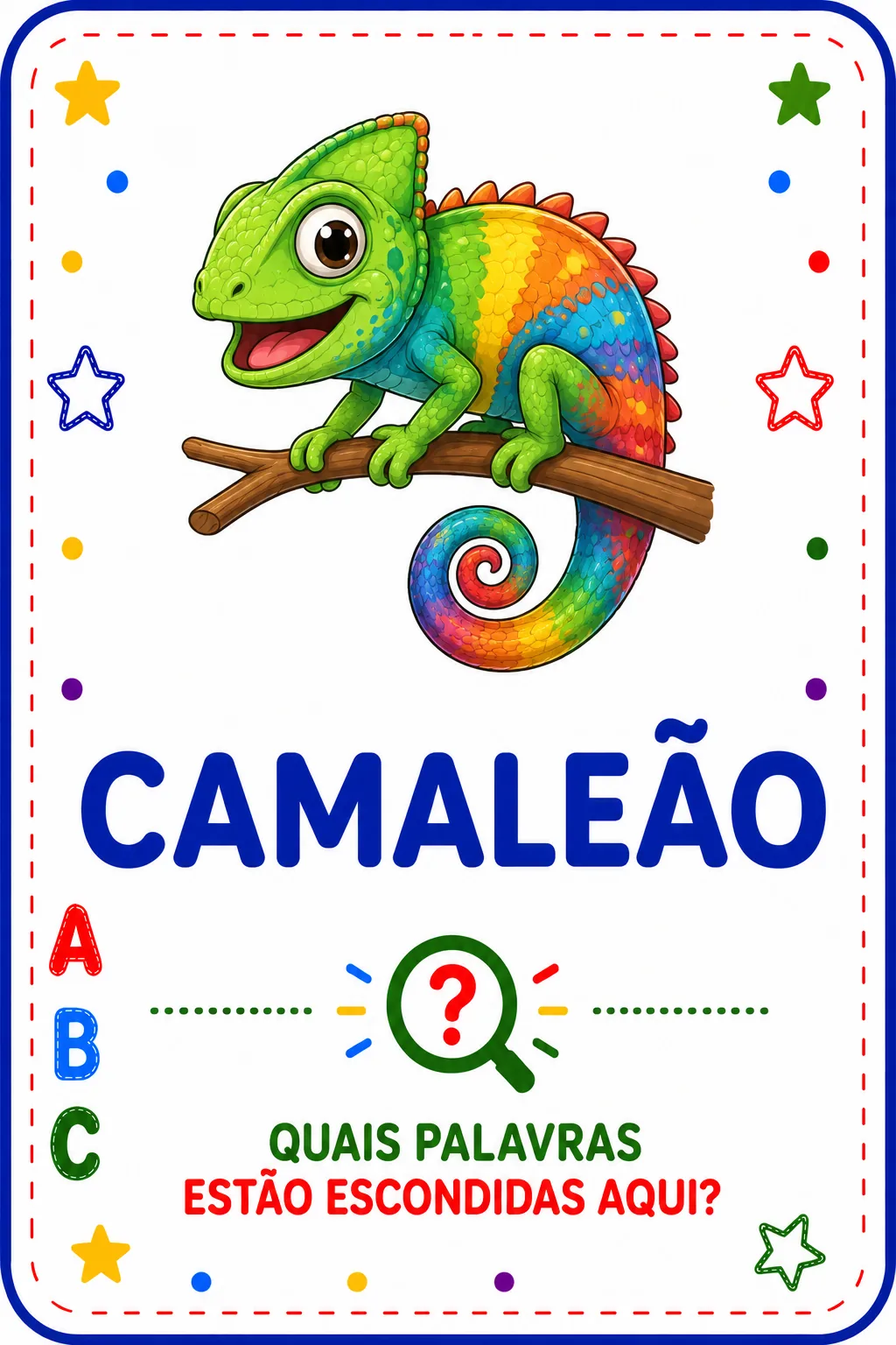 Carta desafio CAMALEÃO: quais palavras estão escondidas aqui?